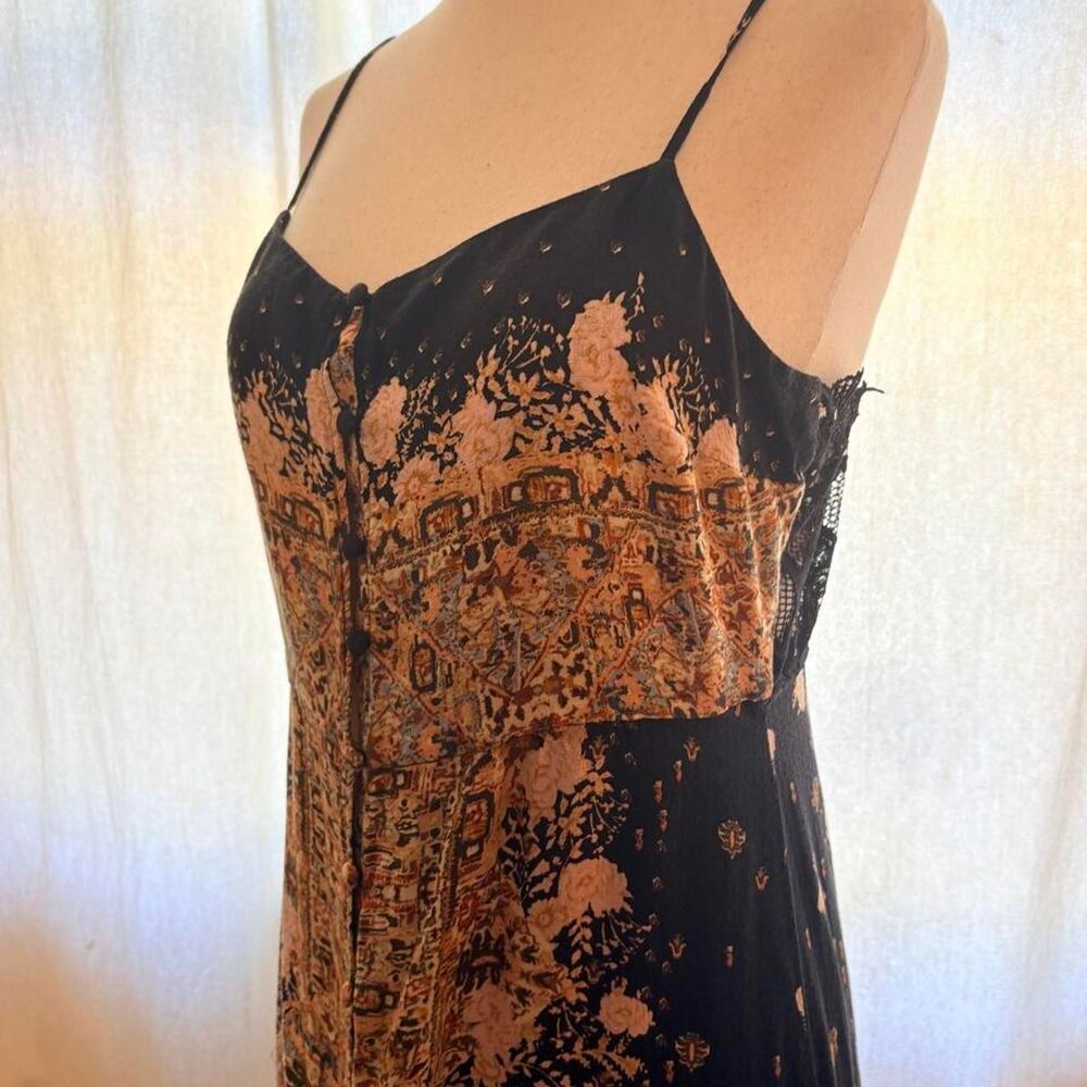 Intimately by Free People - Black, pink & gold floral and paisley print maxi dre - Picture 3 of 8